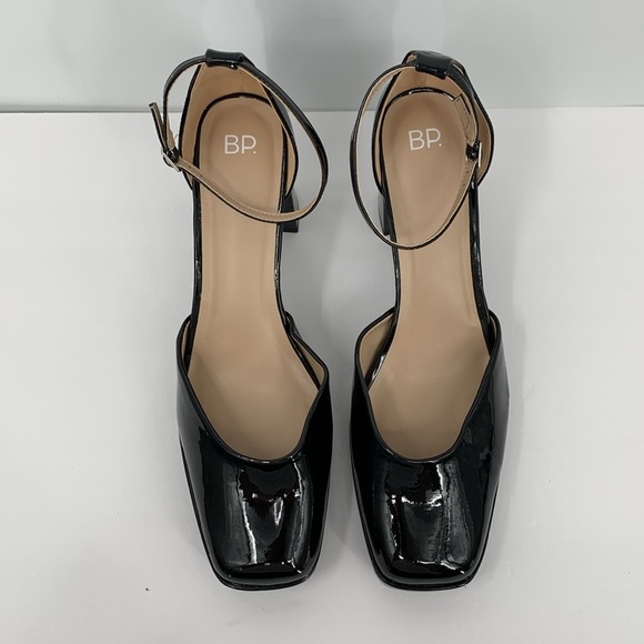 BP D'Orsay black patent pumps ankle strap chunky heel platform shoe Drag 14 - Picture 4 of 7